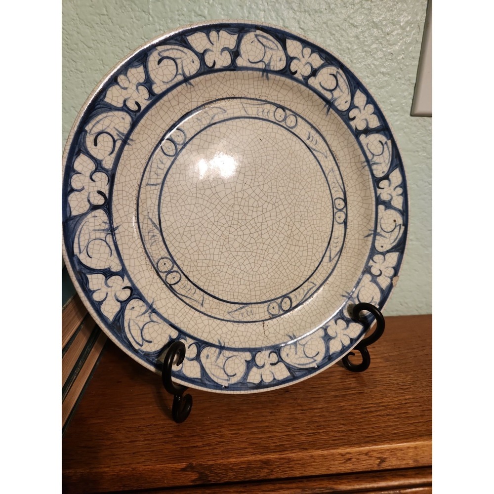 The Potting Shed Dedham Pottery Rabbit 11" Plate Crackle Signed B ☆ 85 USA